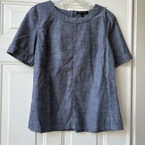 Banana Republic chambray blue white Polka Dot Blouse size medium